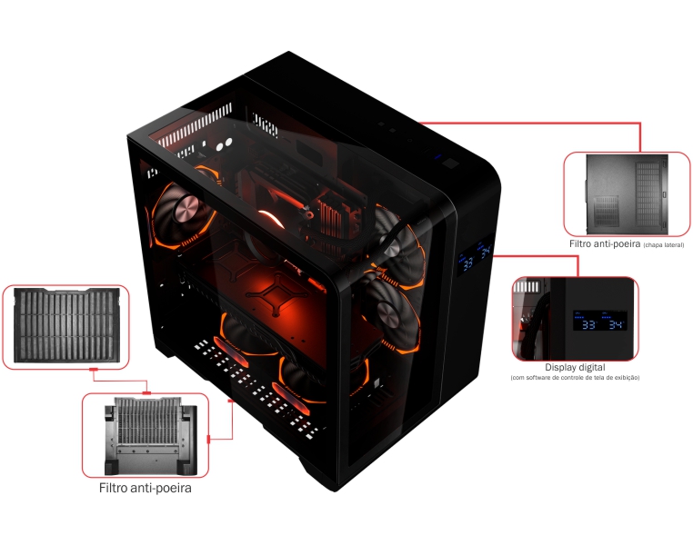 Gabinete Gamer CYBERPUNK M.ATX - CG-48KI - Kmex - Imagem 2