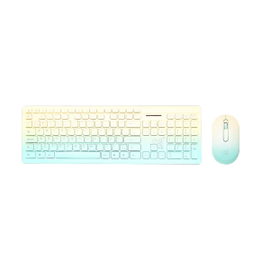 Kit Teclado e Mouse Deluxe Pro Sem Fio 2.4g Verde/Amarelo Maxprint