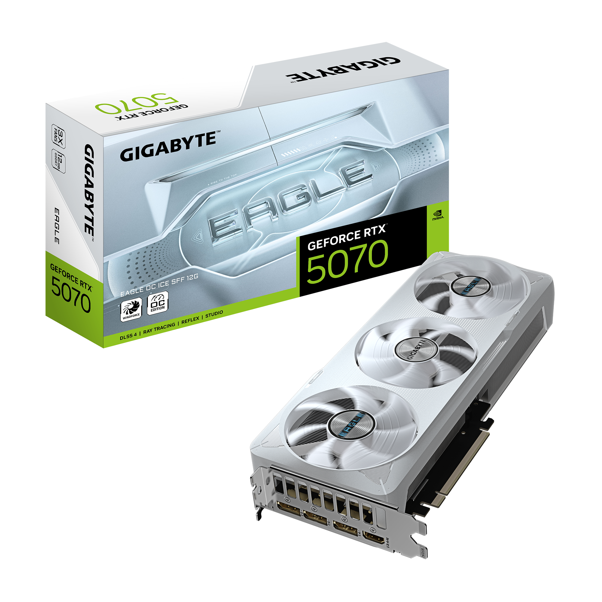 Placa de Vídeo Gigabyte NVIDIA GeForce RTX 5070 Eagle OC Ice SFF, 12GB, GDDR7, DLSS, Ray Tracing - Imagem 2