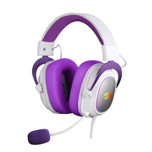 Headset Gamer Redragon Zeus X, USB, Surround 7.1, RGB, Branco/Roxo, H510WP-RGB