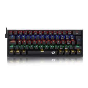 Teclado Mecânico Gamer Redragon Fizz, RAINBOW, Switch Brown, ABNT2, Black, K617-R-B